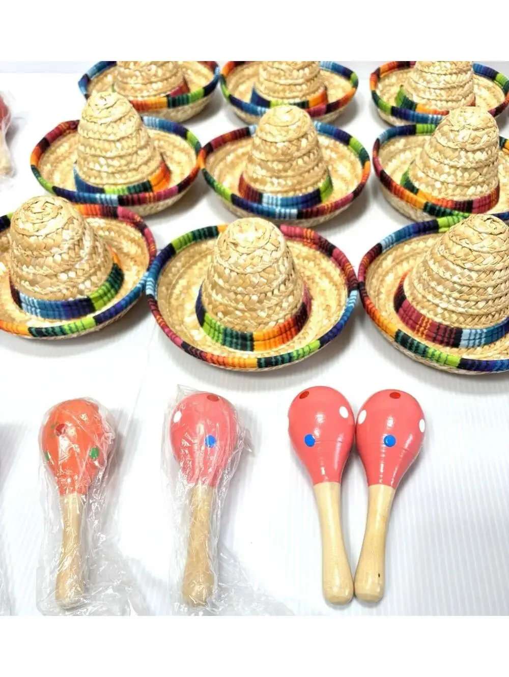 Mini Sombreros 12pc & 12pc Maracas Shakers Fiesta Party Noise Makers Mexican NEW